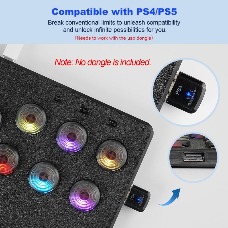 BitFunx Flatbox Leverless Controller Arcade Stick, All-Button Arcade Controller 12Keys for PS4/PS3/PC/Switch/Steam, Arcade Fight Stick with SOCD/RGB/Turbo/Hot-Swap/Low Profile Switch - Image 4